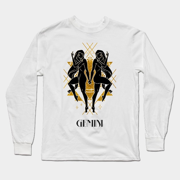 Gemini zodiac sign Long Sleeve T-Shirt by Cherubic